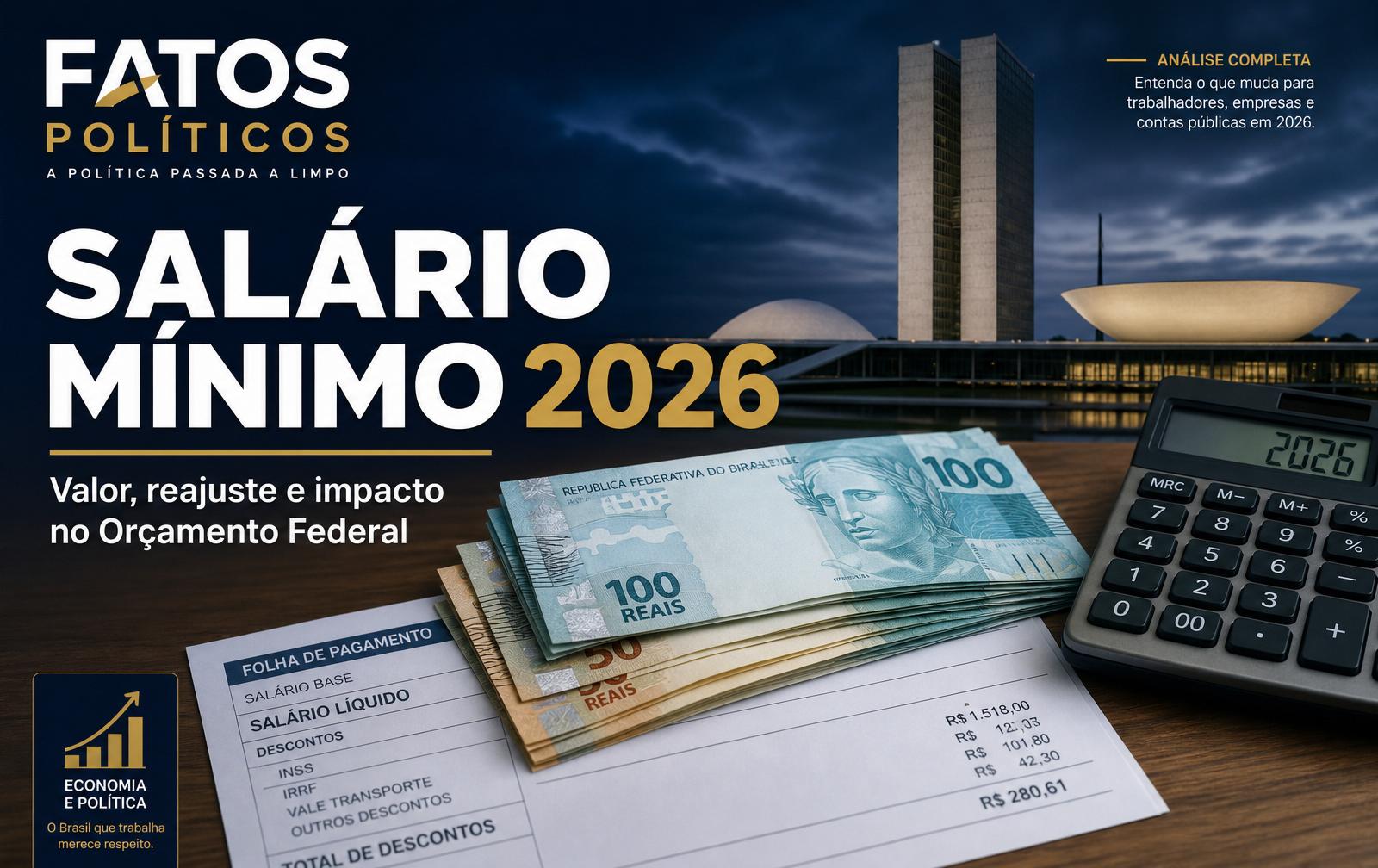 Salário Mínimo 2026: Valor, Reajuste e Impacto no Orçamento Federal